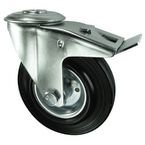 Castor, 100 mm Dia. Rubber Tyre single Hole Fixing