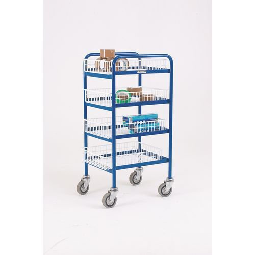 Steel shelf trolley with wire trays