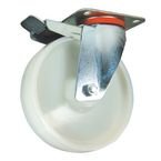 Castor, 160 mm Dia. Nylon Tyre plate Fixing - Swivel Braked