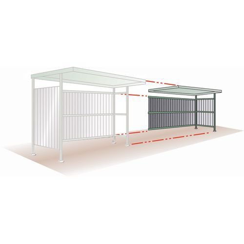 Traditional cycle shelters - extension bay - 2300mm wide closed back - painted