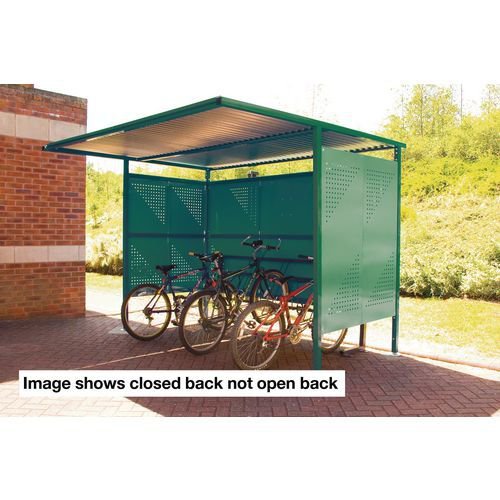 Traditional modular cycle shelters - main bay - 2300mm wide - open back - painted