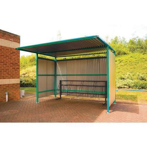 Traditional modular cycle shelters - main bay - 2300mm wide closed back - galvanised