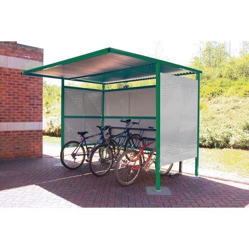 Traditional modular cycle shelters - main bay - 2300mm wide closed back - painted