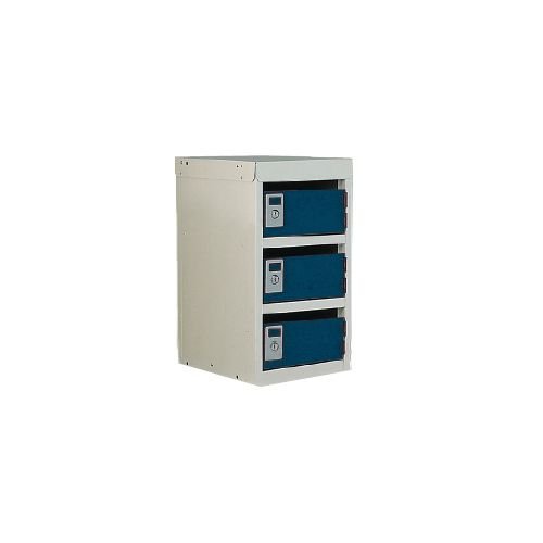 Locker - Post Box Blue Doors 240 Series Table Mount 3 Box