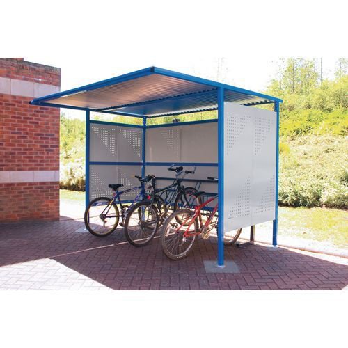 Traditional modular cycle shelters - main bay - 3000mm wide closed back - painted