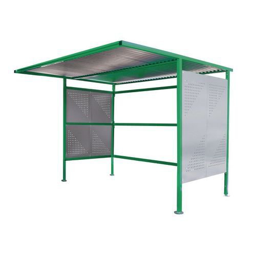 Traditional modular cycle shelters - main bay - 3000mm wide open back - painted