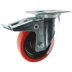 Castor, Poly. Tyred 200 mm  Fixing Swivel - Braked