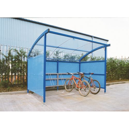 Premium cycle shelter and cycle rack - extension shelter - Plastic roof and perforated steel sides