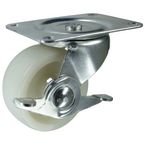 Castor, Nylon Wheel & Brake 75 mm Dia. Swivel Plate Fixing