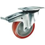 Castor, Swivel - Heavy Duty 100 mm Dia. Poly Wheel, Braked