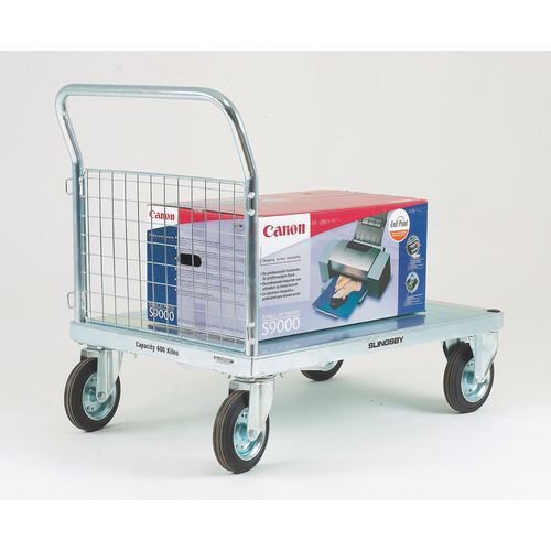 Slingsby heavy duty zinc plated corrosion resistant platform trucks with single mesh end