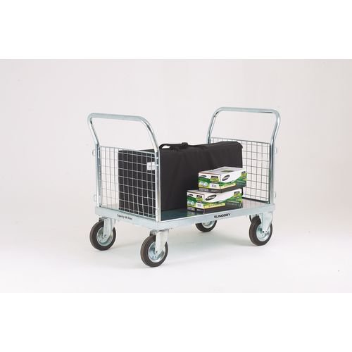 Slingsby heavy duty zinc plated corrosion resistant platform trucks with two mesh ends
