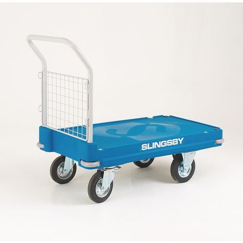 Slingsby extra heavy duty plastic base platform trucks, blue with one handle
