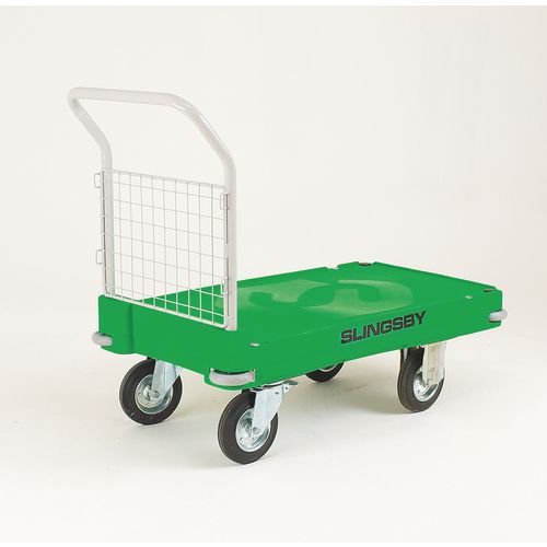 Slingsby extra heavy duty plastic base platform trucks, green with one handle