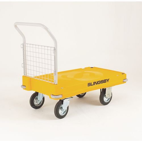 Slingsby extra heavy duty plastic base platform trucks, yellow with one handle