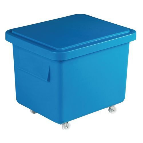 Slingsby 90 Litre nesting plastic container trucks with lids, light blue
