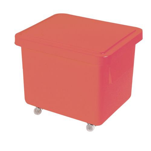Slingsby 90 Litre nesting plastic container trucks with lids, red