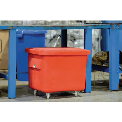 Slingsby 90 Litre nesting plastic container trucks with lids, red