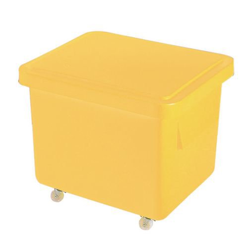 Slingsby 90 Litre nesting plastic container trucks with lids, yellow