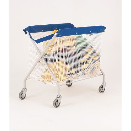 Folding laundry trolleys with PVC bags with string mesh bag