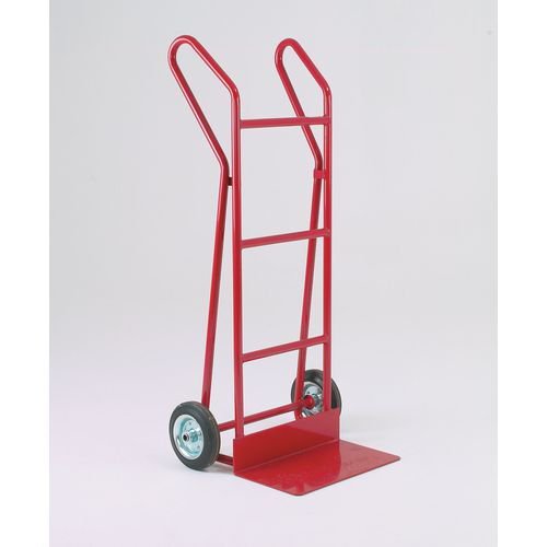 Flat toe plate sack trucks - With straight crossbars, on solid rubber tyred wheels