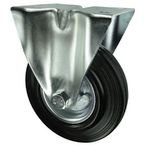 Castor, 160 mm Dia. Rubber Tyre plate Fixing - Fixed Castor