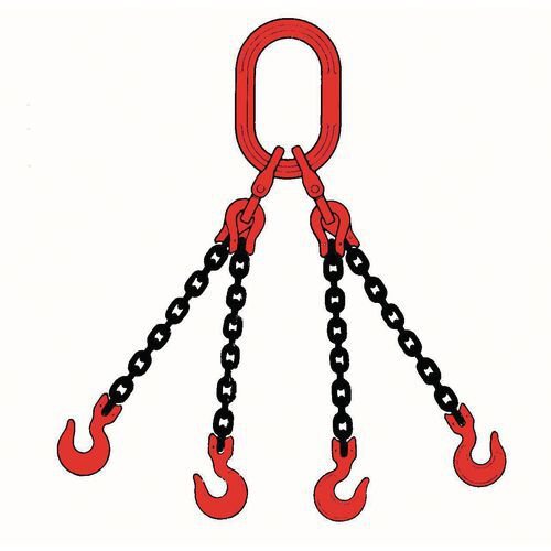 System 80 chain slings, 2m reach - with safety hooks, four 7mm chains