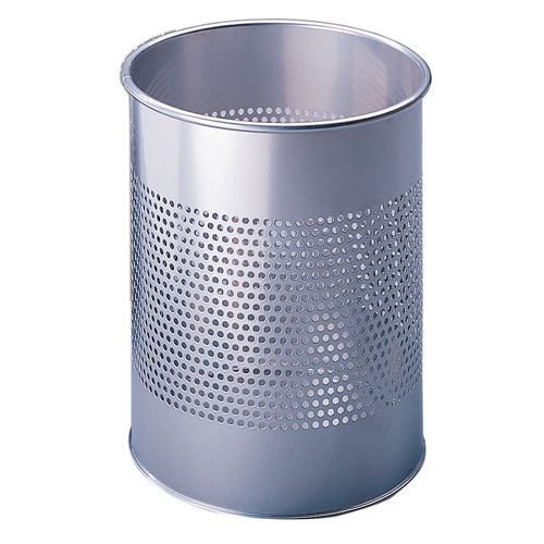 Small perforated rubbish bins, silver