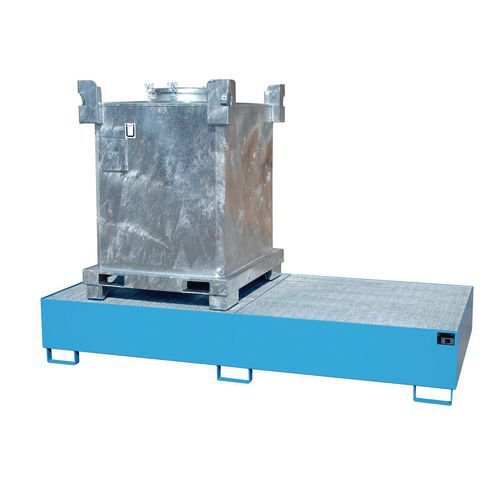 Steel IBC sump pallets-Painted - 2 IBC-  flat grid