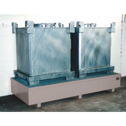 Steel IBC sump pallets- Galvanised - 2 IBC - Flat griod