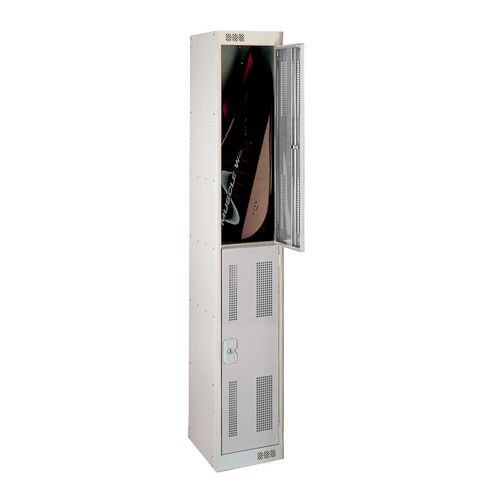 2 Door Perforated Locker - 1800H X 300W X 450D mm - Cam Lock - Door Colour Light Grey