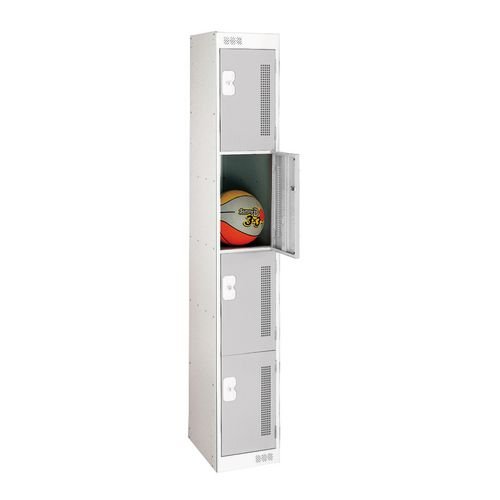 4 Door Perforated Locker - 1800H X 300W X 450D mm - Cam Lock - Door Colour Light Grey