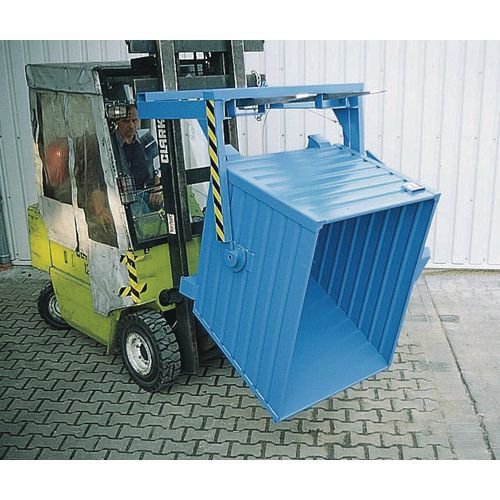 Stackable forklift tipping skips, colour blue