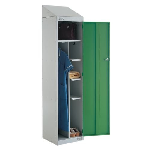 Locker Sloping Top Nurses 1950X450X450 L.Grey/Green Door