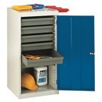 Tool Cupboards - Single Door, blue with 6 Drawers
