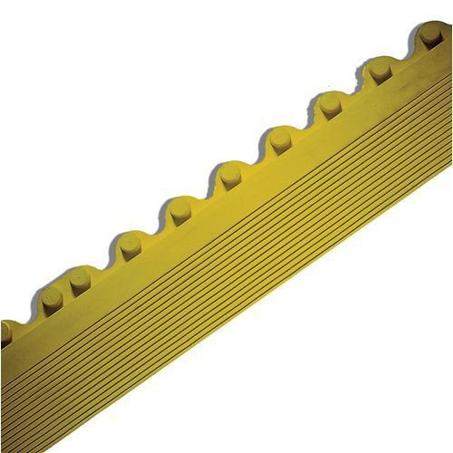 Male bevelled edges for rubber interlocking floor tiles, yellow