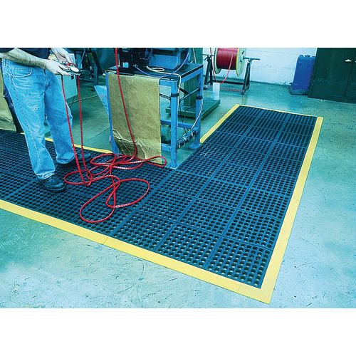 Rubber interlocking floor tiles - Grid surface