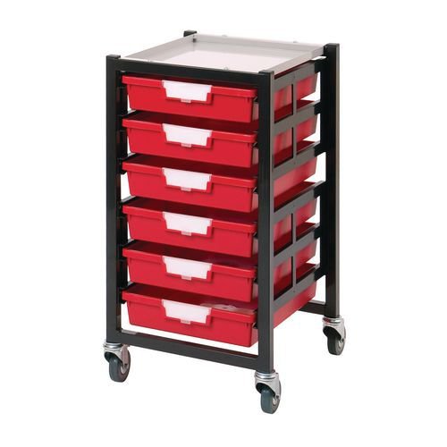 Premium mobile tray storage racks, Low level - A4 size trays