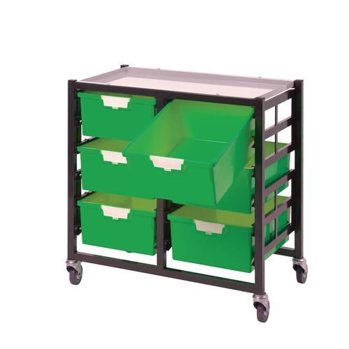 Premium mobile tray storage racks, Low level - A4 size trays with deep trays - Choice of one or two column