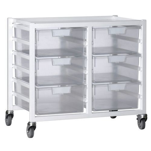Premium white racks with transparent trays - Low level A4 mobile racks