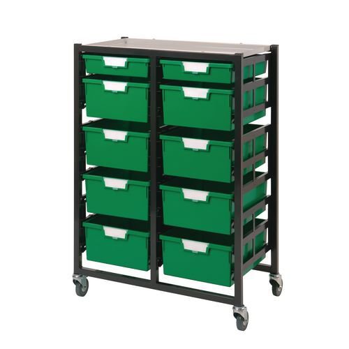 Premium mobile tray storage racks - A4 size trays 4 deep trays and one shallow per column in two or three column units