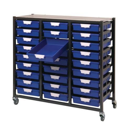 Premium mobile tray storage racks - A4 size trays 9 shallow traysper column in 2 or 3 cloumn units
