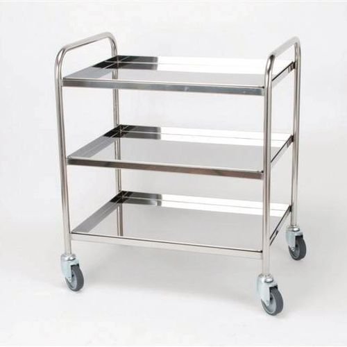 Stainless steel removable shelf trolleys, 3 shelves
