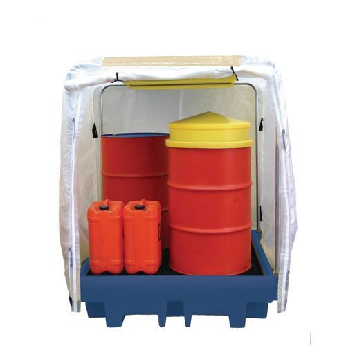 Polyethylene sump pallets with covers - Four drum capacity
