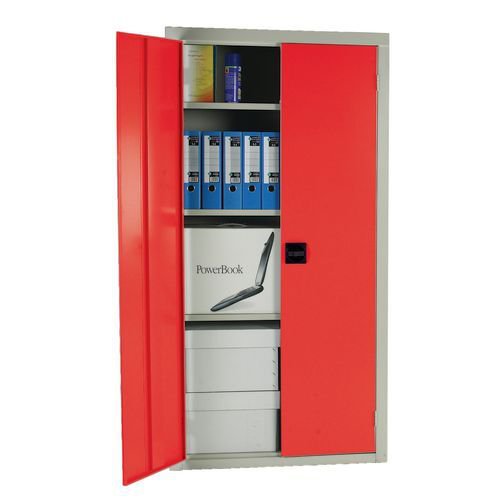 Steel workplace cupboards with coloured doors - Choice of five sizes in 5 colours