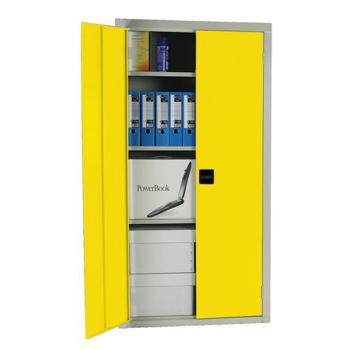 Steel workplace cupboards with coloured doors - Choice of five sizes in 5 colours