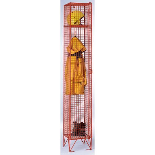 Locker - Coloured Wire Mesh Standard 1Comp. + Doors Red
