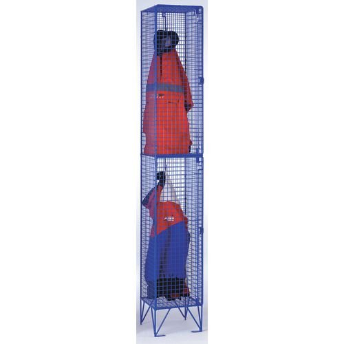 Locker - Coloured Wire Mesh Standard 3Comp. + Doors Blue