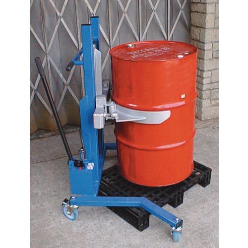 Hydraulic drum trolley with adjustable clamp