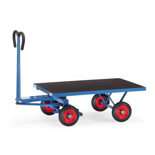 Fetra heavy duty turntable platform trucks with deadman brakes 2000 x 1000mm solid rubber tyred